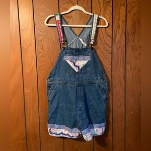 Patchwork Overall Shorts